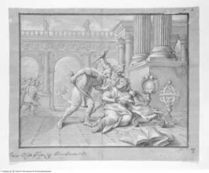 Concorso Accademico 1683, Seconda Classe: Römische Soldaten töten den schreibenden Archimedes, primo premio