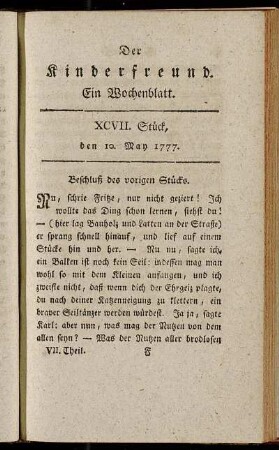 XCVII. Stück, den 10. May 1777