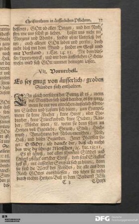VII. Vorurtheil. Es sey gnug von äusserlich-groben Sünden sich enthalten.
