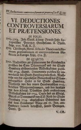 VI. Deductiones Controversiarum Et Prætensiones.