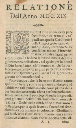 Relatione dell' anno M.DC. XIX.