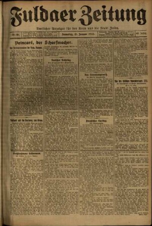 Erste Ausgabe vom Samstag, den 21. Januar 1922.