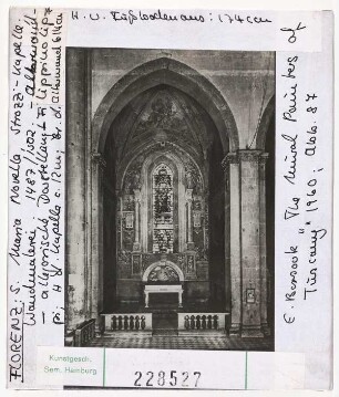 Florenz: S. Maria Novella, Strozzi-Kapelle, Wandmalerei, 1487/1502, Altarwand: allegorische Darstellung