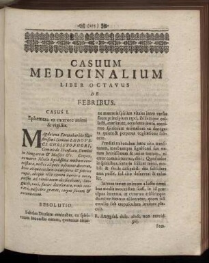 Casuum Medicinalium Liber Octavus De Febribus.