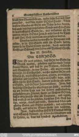 Der III. Artickel. Von Christo.