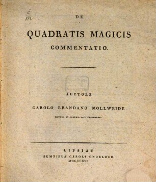De Quadratis magicis Commentatio
