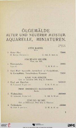 Ölgemälde alter und neuerer Meister, Aquarelle, Miniaturen (Nr. 1 - 169)