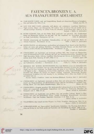 Fayencen, Bronzen u.a. aus Frankfurter Adelsbesitz (Nr. 104-135)