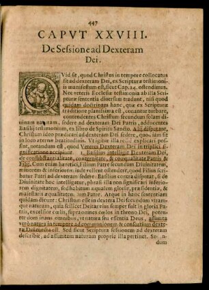 Caput XXVIII. De Sessione ad Dexteram Dei.