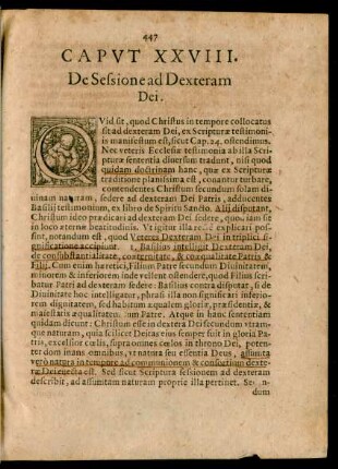Caput XXVIII. De Sessione ad Dexteram Dei.