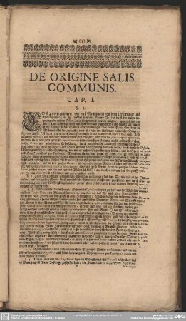De Origine Salis Communis. Cap. I.