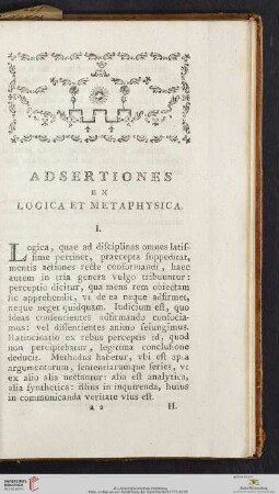 Adsertiones ex Logica et Metaphysica