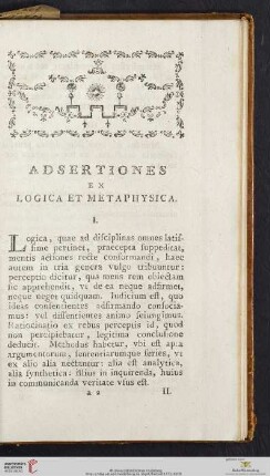 Adsertiones ex Logica et Metaphysica