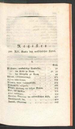 Register zum XIV. Bande des ausführlichen Textes.