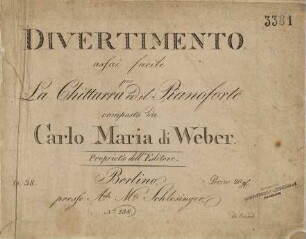 Divertimento assai facile : per la chittarra ed il pianoforte ; op. 38