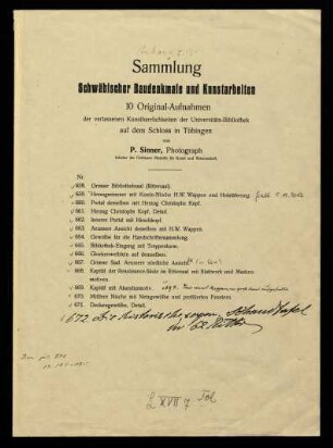 10 Original-Aufnahmen der verlassenen Kunstherrlichkeiten der Universitäts-Bibliothek auf dem Schloss in Tübingen