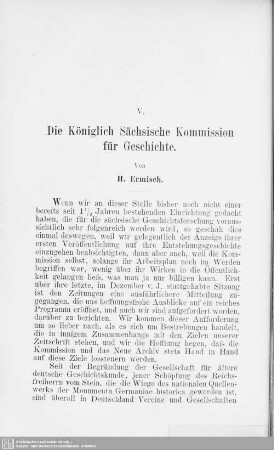 V. Die Königlich Sächsische Kommission für Geschichte