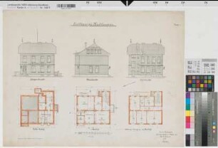 Kirchlengern (Kirchlengern) Posthaus Ansichten, Grundrisse 1905 1 : 100 51 x 88 Gisaldruck: Bogdan Gisevius, Berlin Oberpostdirektion Münster