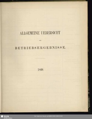 Allgemeine Uebersicht der Betriebsergebnisse : 1860