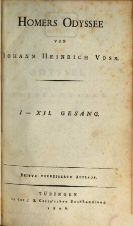 Homers Odyssee, 1. I. - XII. Gesang