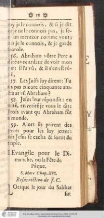 L'Evangile pour le Dimanchem ou lea Fête de Pâque
