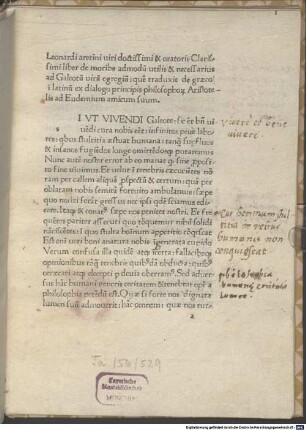 Isagoge in Aristotelis librum De moribus ad Eudemum : gewidmet Galeotto Ricasoli
