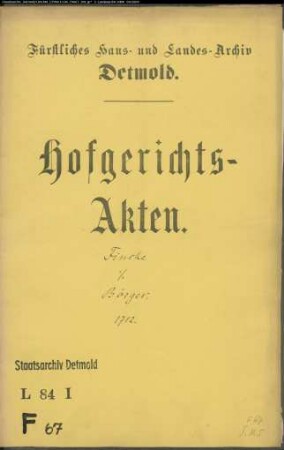 Finke, Albert in Barntrup gegen Johann Börger zu Alverdissen - Brautschatz