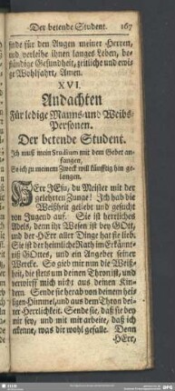 Andachten, Für ledige Manns- und Weibs-Personen