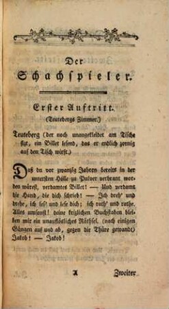 Der Schachspieler : Lustspiel in 1 Akte