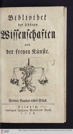 Dritten Bandes erstes Stück