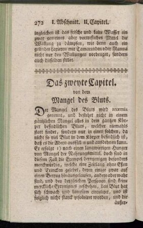 Das zweyte Capitel. von dem Mangel des Bluts.