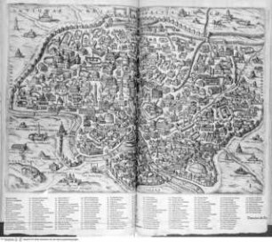 Romanae urbis topographiae & antiquitatum, qua succincte & breviter describuntur omnia quae tam publice quam privatim videntur anim-adversione digna / Iano Iacobo Boissardo. Tabula chorographica totius Italiae, figurae aliquot eleganter in aere incisae Theodoro de Bry1. Band, 2. TeilTafel I: Antiquae Urbis Perfecta imago - Romanae urbis ... (1. Band, 1. und 2. Teil)