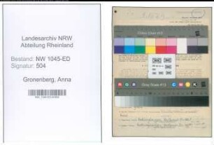 Entnazifizierung Anna Gronenberg , geb. 19.10.1905 (Lehrerin)