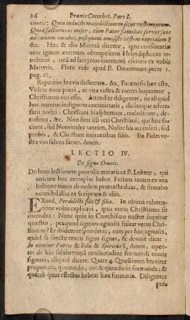 26-35, Lectio IV. De signo Crucis. - Lectio V. Prosecutio hujus materiae.