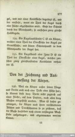 Von der Zeichnung aund Ausmessung der Körper