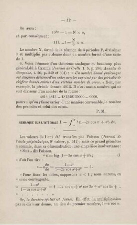 Remarque sur l´intégrale.