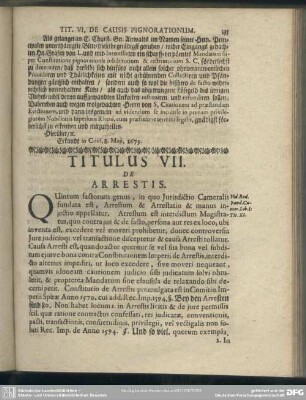 Titulus VII. De Arrestis