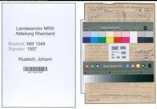 Entnazifizierung Johann Kluetsch , geb. 10.06.1891 (Haendler)