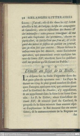 II. Démélé au sujet de la Bulle