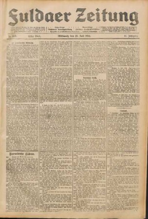 Ausgabe vom Mittwoch, den 15. Juli 1914.