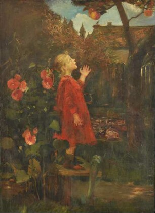 Kind unter einem Apfelbaum