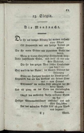 23. Elegie. Die Mondnacht. - 33. Elegie. Am lezten Abend des Jares.