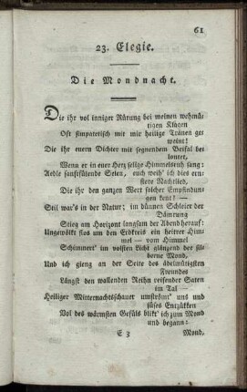 23. Elegie. Die Mondnacht. - 33. Elegie. Am lezten Abend des Jares.