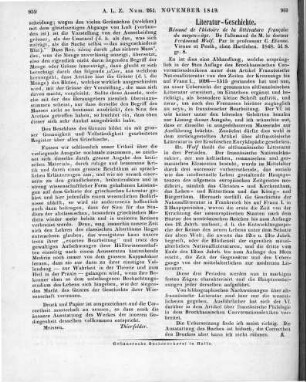 Wolf, F.: Résumé de l'hisotire de la littérature française du moyen-âge. De l'allemand par C. Estienne. Vienne, Pesth: Hartleben 1848