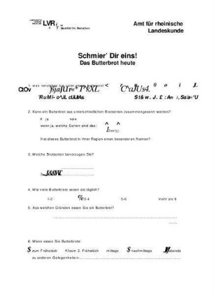 Schmier' dir eins! - Das Butterbrot heute Ausgefüllter Fragebogen