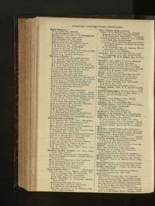 Honorary Correspondence Secretaries.