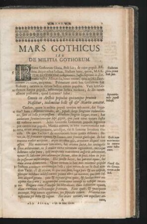Mars Gothicus Seu De Militia Gothorum.