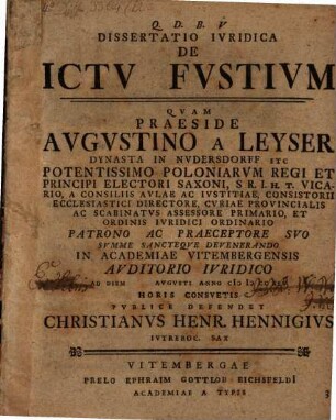 Dissertatio ivridica de ictv fvstivm