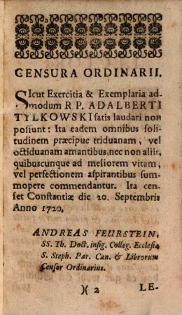 Exercitia Spiritualia Decem Dierum Spatio Absolvenda R. P. Adalberti Tylkowski, Societatis Jesu Theolog.
