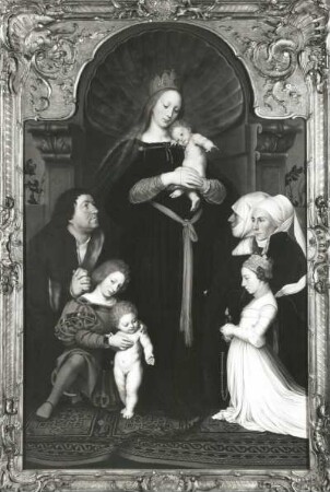 Die Madonna des Basler Bürgermeisters Jakob Meyer zum Hasen : Sarburgh, Bartholomäus, nach Holbein, Hans : Die Madonna des Basler Bürgermeisters Jakob Meyer zum Hasen. Um 1637. Öl auf Eichenholz; 159 x 103 cm. Dresden: Gemäldegalerie Alte Meister 1892